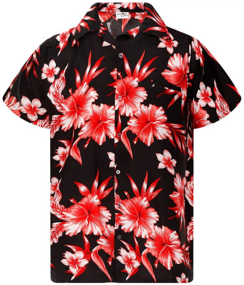 King Kameha Hawaiihemd Mono Flowers Funky Hawaii-Hemd Herren Kurzarm Front-Tasche Unisex von King Kameha