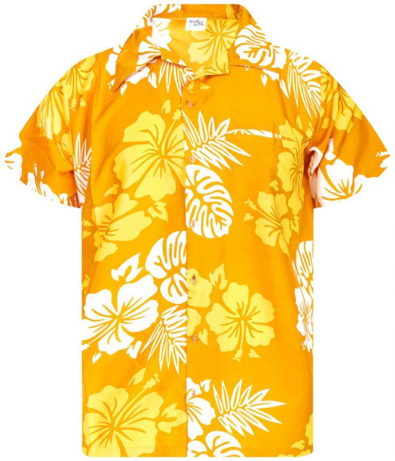 King Kameha Hawaiihemd Mono Hibiscus Funky Hawaii-Hemd Kurzarm Front-Tasche Stylish Unisex von King Kameha