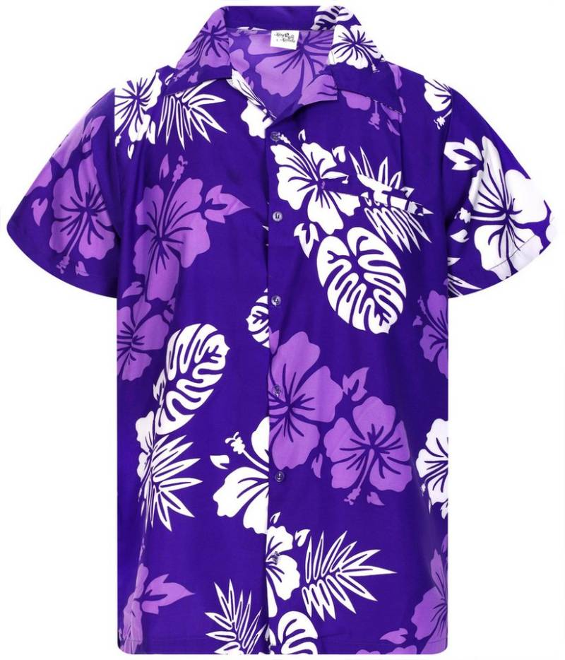King Kameha Hawaiihemd Mono Hibiscus Funky Hawaii-Hemd Kurzarm Front-Tasche Stylish Unisex von King Kameha