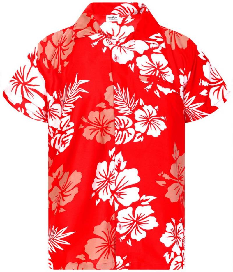 King Kameha Hawaiihemd Mono Hibiscus Funky Hawaii-Hemd Kurzarm Front-Tasche Stylish Unisex von King Kameha