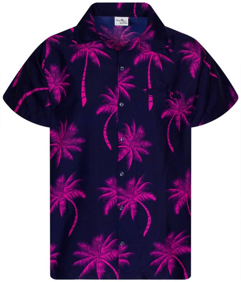 King Kameha Hawaiihemd Palmshadow Funky Hawaii-Hemd Kurzarm Front-Tasche Stylish Unisex von King Kameha