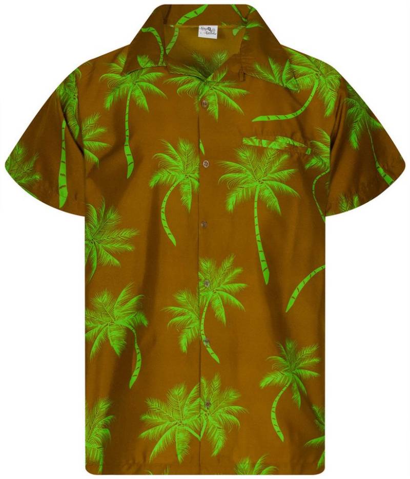 King Kameha Hawaiihemd Palmshadow Funky Hawaii-Hemd Kurzarm Front-Tasche Stylish Unisex von King Kameha