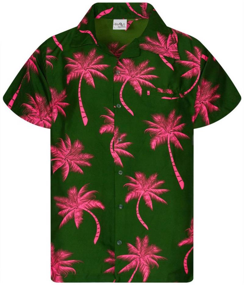 King Kameha Hawaiihemd Palmshadow Funky Hawaii-Hemd Kurzarm Front-Tasche Stylish Unisex von King Kameha