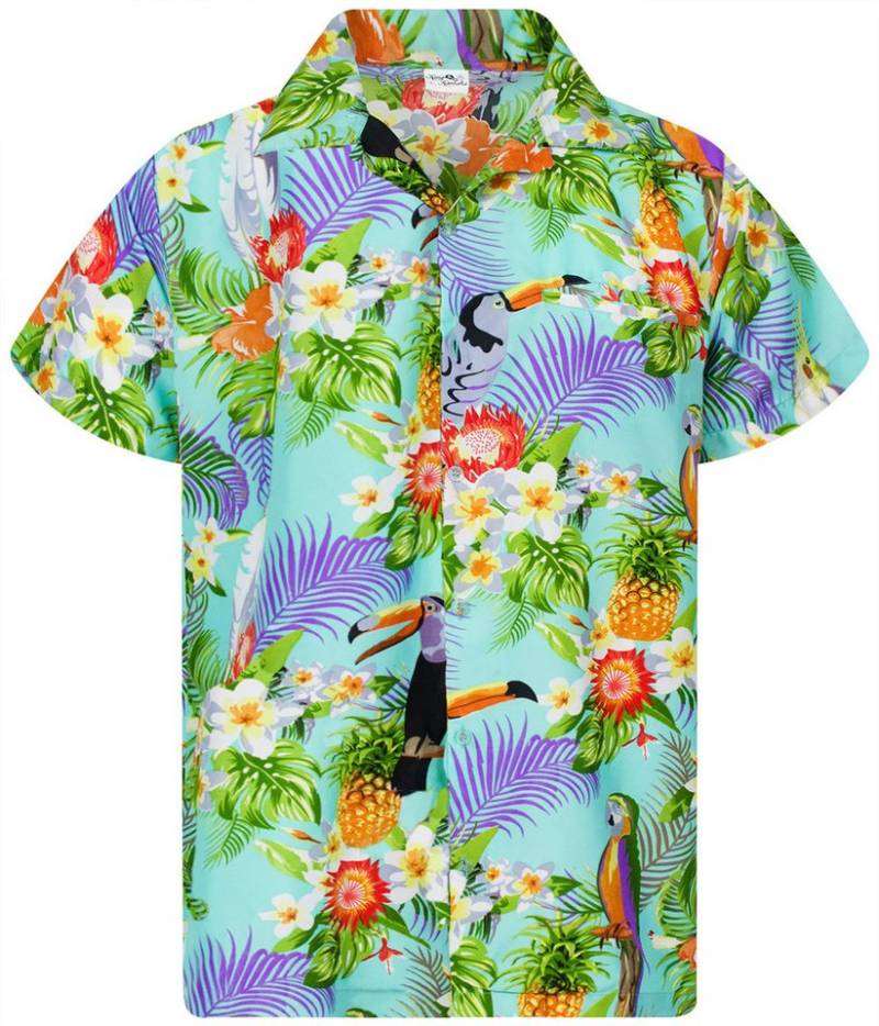 King Kameha Hawaiihemd Parrot Cockatoo Funky Hawaii-Hemd Kurzarm Front-Tasche Stylish Unisex von King Kameha