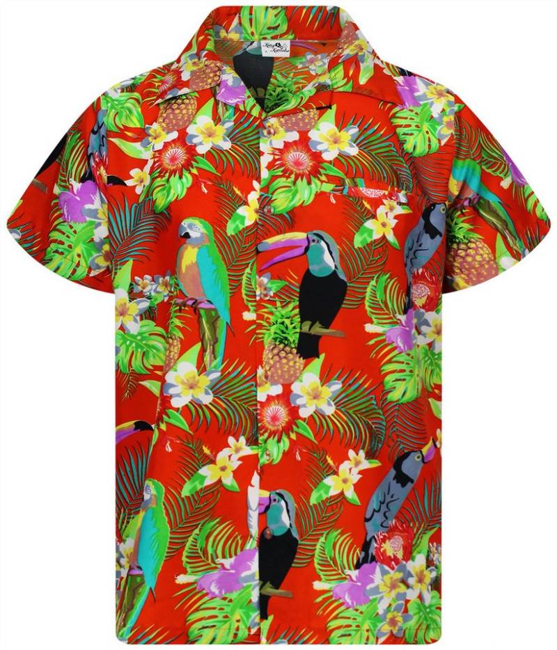 King Kameha Hawaiihemd Parrot Cockatoo Funky Hawaii-Hemd Kurzarm Front-Tasche Stylish Unisex von King Kameha