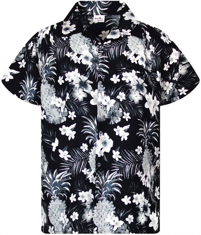 King Kameha Hawaiihemd Pineapple Flowers Funky Hawaii-Hemd Kurzarm Front-Tasche Unisex von King Kameha