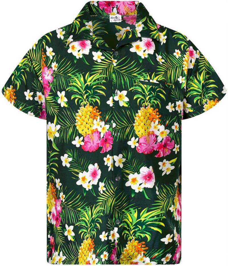King Kameha Hawaiihemd Pineapple Flowers Kids Funky Hawaii-Hemd Kinder Kurzarm Front-Tasche von King Kameha