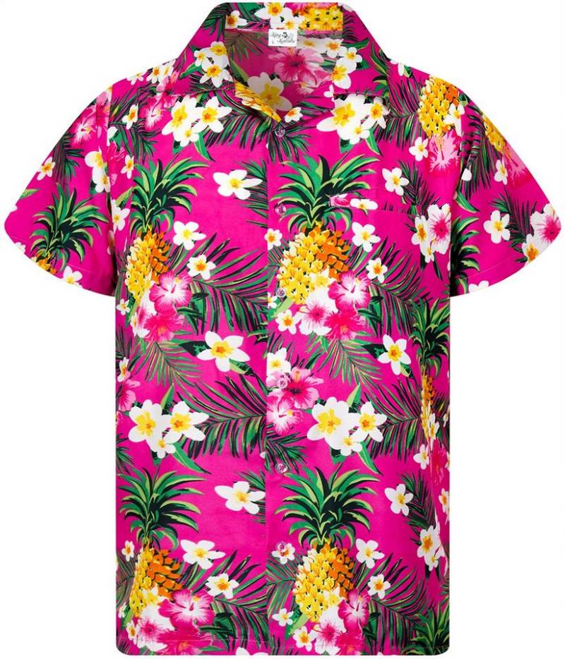 King Kameha Hawaiihemd Pineapple Flowers Kids Funky Hawaii-Hemd Kinder Kurzarm Front-Tasche von King Kameha