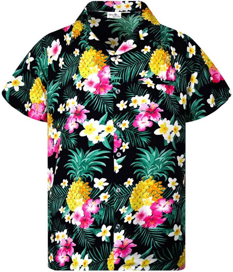 King Kameha Hawaiihemd Pineapple Flowers Kids Funky Hawaii-Hemd Kinder Kurzarm Front-Tasche von King Kameha