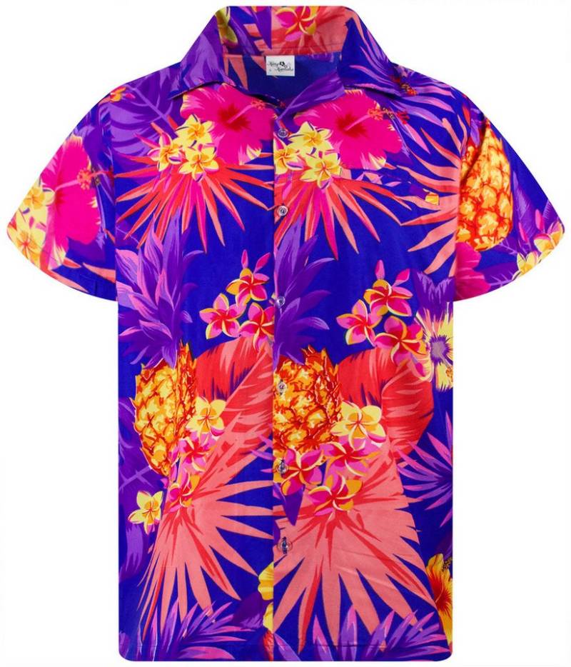 King Kameha Hawaiihemd Pineapple Funky Hawaii-Hemd Herren Kurzarm Front-Tasche Stylish Unisex von King Kameha