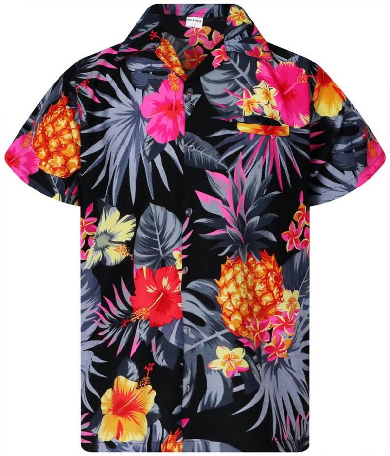 King Kameha Hawaiihemd Pineapple Funky Hawaii-Hemd Herren Kurzarm Front-Tasche Stylish Unisex von King Kameha
