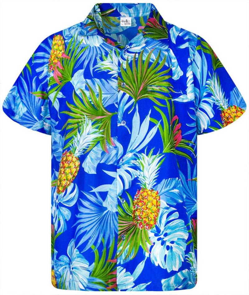 King Kameha Hawaiihemd Pineapple Leaves Funky Hawaii-Hemd Kurzarm Front-Tasche Unisex von King Kameha