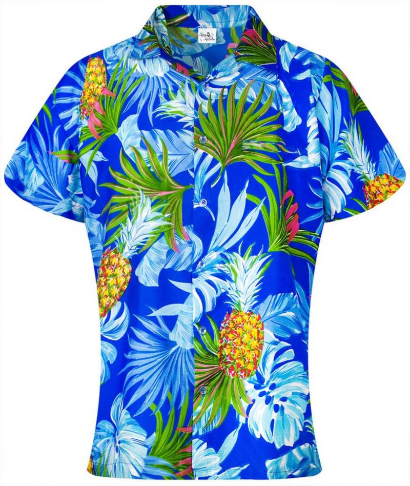 King Kameha Hawaiihemd Pineapple Leaves Funky Hawaiibluse Damen Kurzarm Front-Tasche Stylish von King Kameha