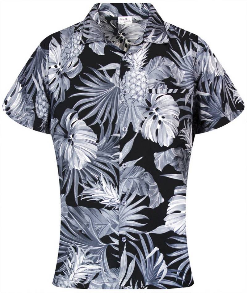 King Kameha Hawaiihemd Pineapple Leaves Funky Hawaiibluse Damen Kurzarm Front-Tasche Stylish von King Kameha