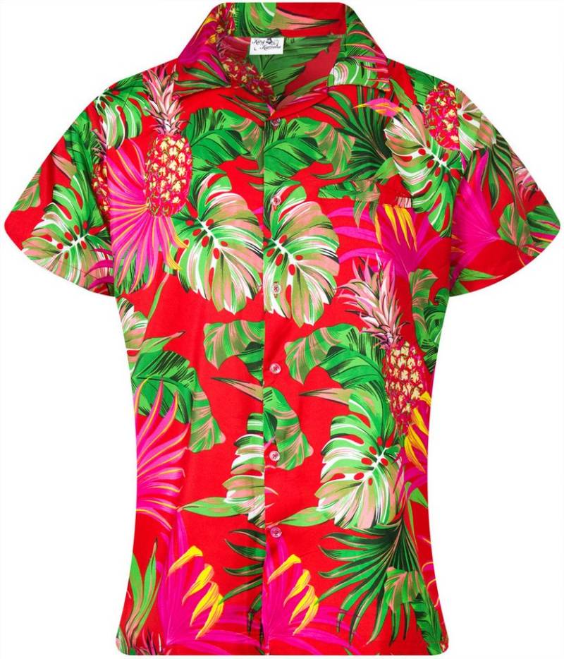 King Kameha Hawaiihemd Pineapple Leaves Funky Hawaiibluse Damen Kurzarm Front-Tasche Stylish von King Kameha