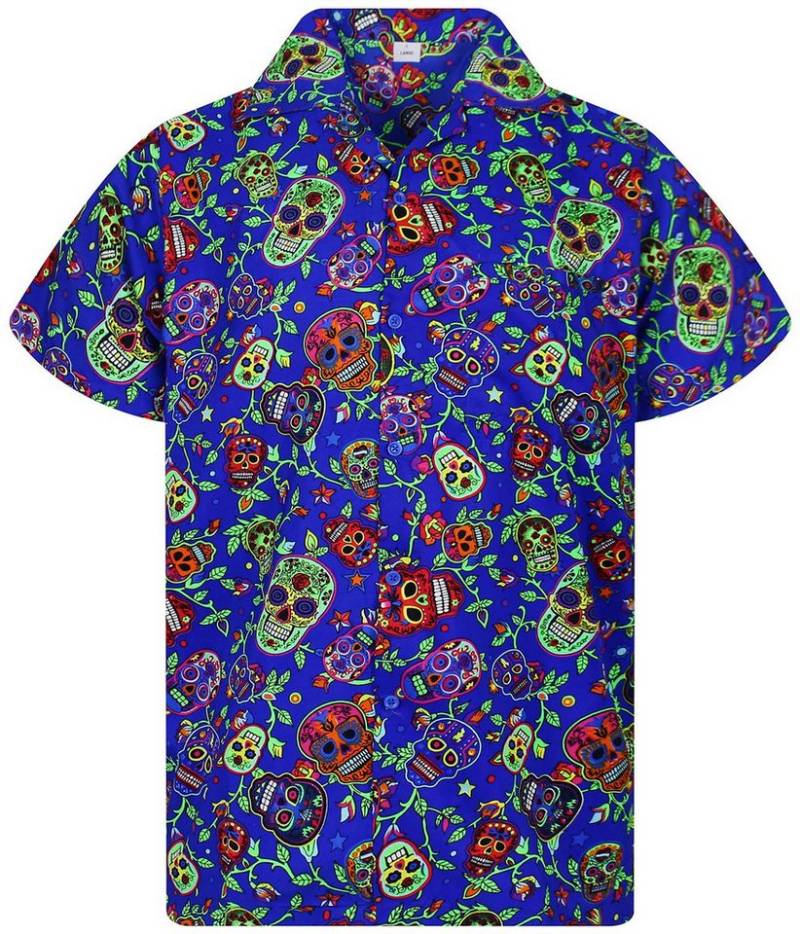 King Kameha Hawaiihemd Skull Übergrößen 7XL-12XL Kurzarm Front-Tasche Stylish Unisex von King Kameha