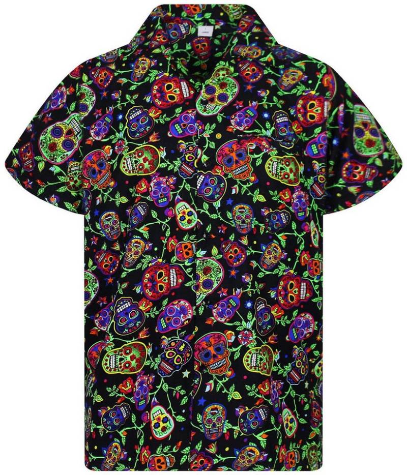 King Kameha Hawaiihemd Skull Übergrößen 7XL-12XL Kurzarm Front-Tasche Stylish Unisex von King Kameha