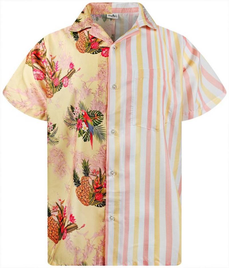 King Kameha Hawaiihemd Stripes Funky Hawaii-Hemd Herren Kurzarm Front-Tasche Stylish Unisex von King Kameha