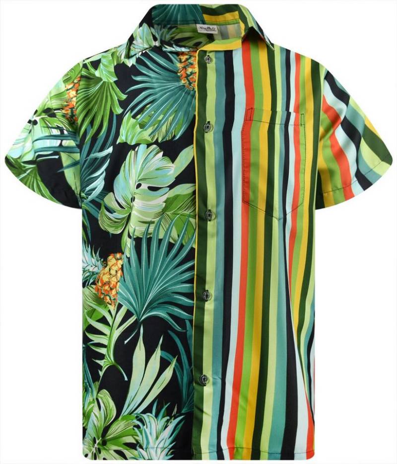 King Kameha Hawaiihemd Stripes Funky Hawaii-Hemd Herren Kurzarm Front-Tasche Stylish Unisex von King Kameha