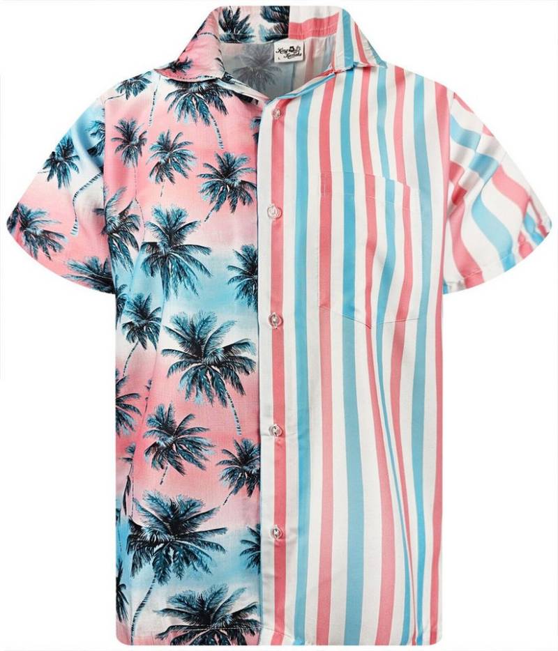 King Kameha Hawaiihemd Stripes Funky Hawaii-Hemd Herren Kurzarm Front-Tasche Stylish Unisex von King Kameha