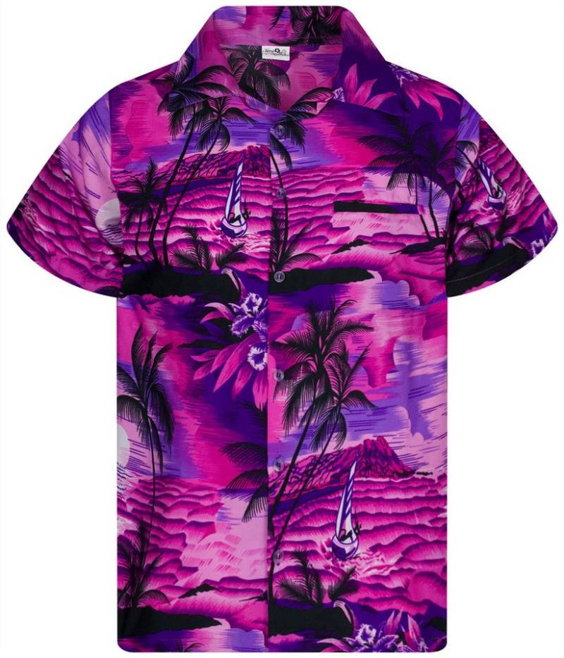 King Kameha Hawaiihemd Surf Funky Hawaii-Hemd Herren Kurzarm Front-Tasche Stylish Unisex von King Kameha