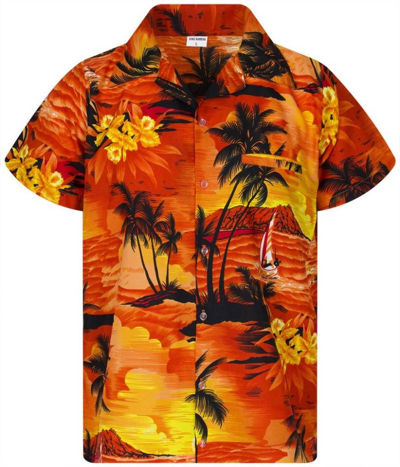 King Kameha Hawaiihemd Surf Funky Hawaii-Hemd Herren Kurzarm Front-Tasche Stylish Unisex von King Kameha