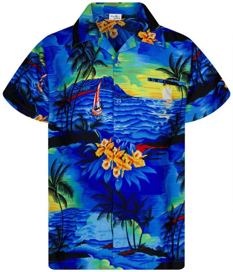 King Kameha Hawaiihemd Surf Kids Funky Hawaii-Hemd Kinder Kurzarm Front-Tasche Unisex von King Kameha