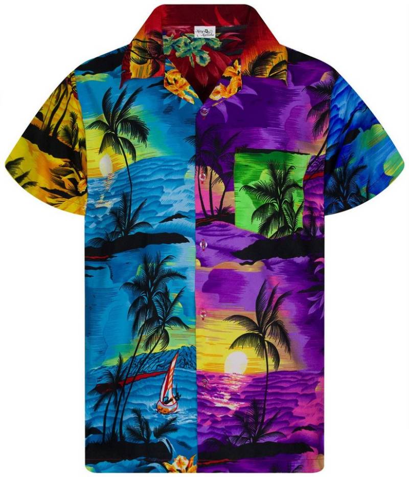 King Kameha Hawaiihemd Surf Kids Funky Hawaii-Hemd Kinder Kurzarm Front-Tasche Unisex von King Kameha