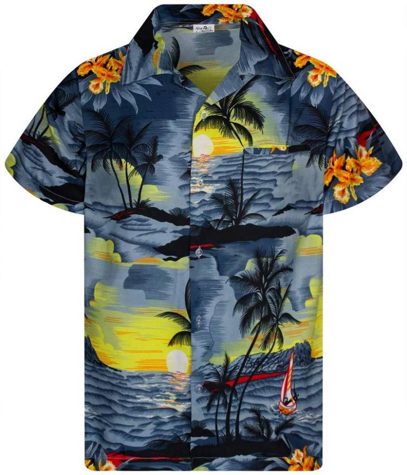 King Kameha Hawaiihemd Surf Kids Funky Hawaii-Hemd Kinder Kurzarm Front-Tasche Unisex von King Kameha