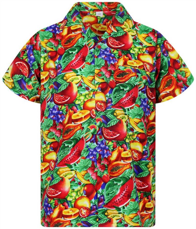 King Kameha Hawaiihemd Tutti Frutti Funky Hawaii-Hemd Kurzarm Front-Tasche Stylish Unisex von King Kameha