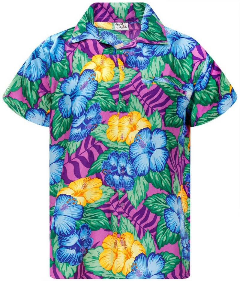 King Kameha Hawaiihemd Wild Flowers Funky Hawaii-Hemd Kurzarm Front-Tasche Stylish Unisex von King Kameha
