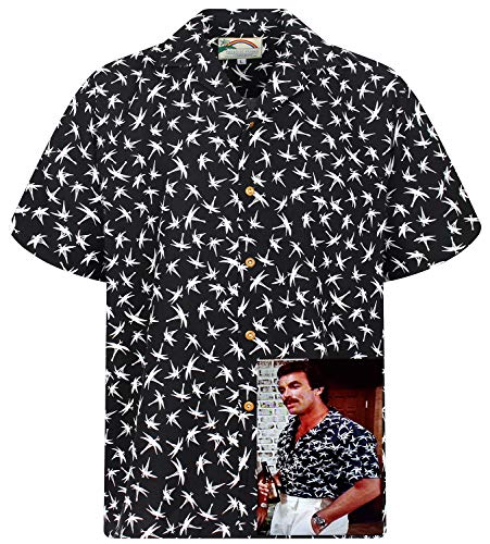 King Kameha Original Hawaiihemd, Magnum, Kurzarm, Tom Selleck Print, Dragonfly, Schwarz, 4XL von King Kameha