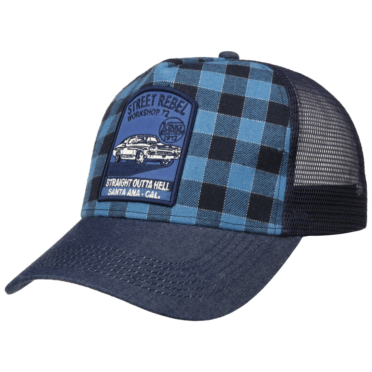 Checker Blue Trucker Cap by King Kerosin von King Kerosin