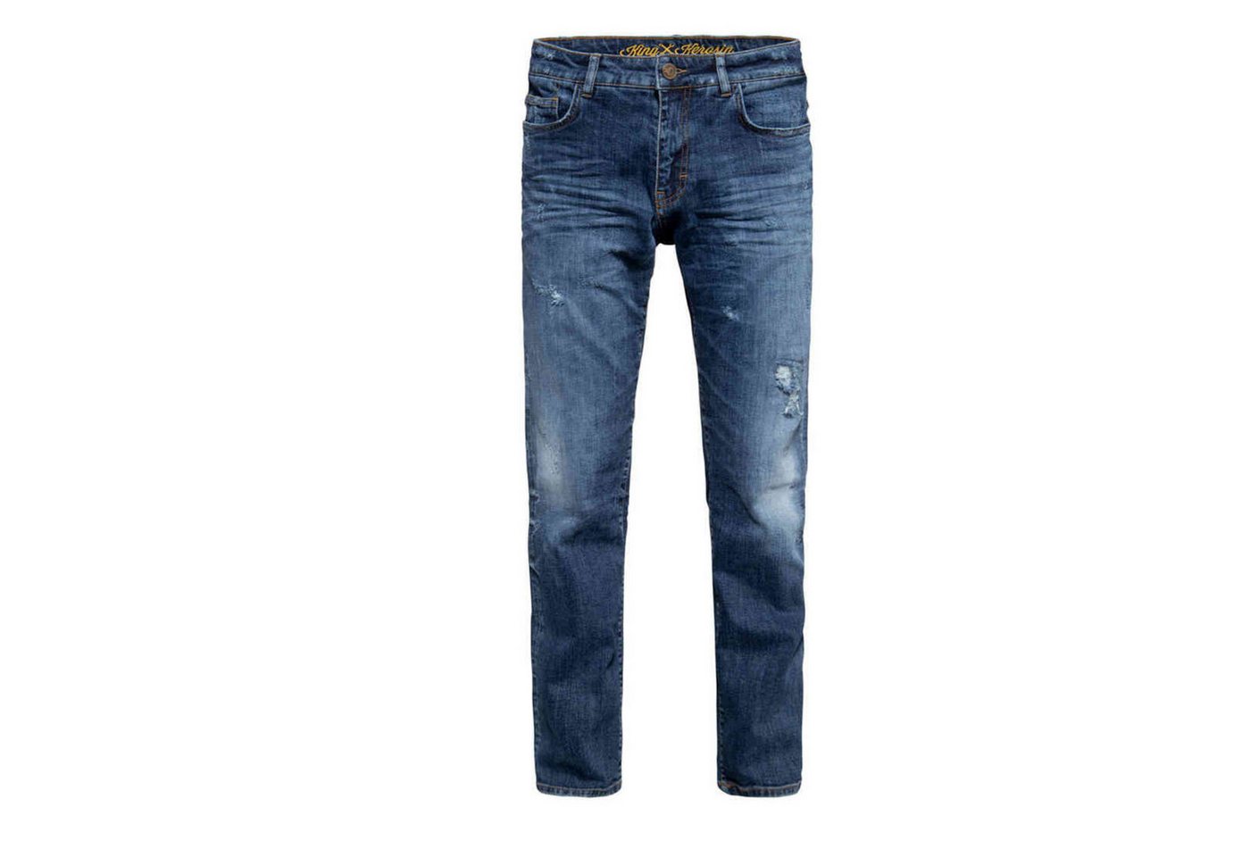 King Kerosin Bikerjeans Robin Destroyed Bleached Jeans robust von King Kerosin