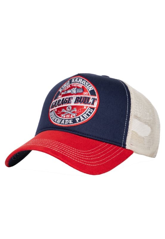 King Kerosin Garage Built Trucker Cap Cap blau rot von King Kerosin