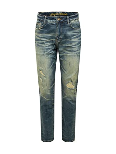 King Kerosin Herren 5-Pocket Vintage Jeans | Baumwolle Stretch | Straight Fit | Waschung Robin Vintage Wash von King Kerosin