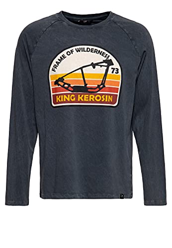 King Kerosin Herren Acidwash Print Longsleeve Regular Fit Rundhals Frame of Wilderness von King Kerosin