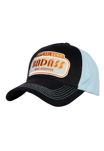 King Kerosin Herren Baseball Cap • Trucker Base Cap • Snapback • Kappe Für Herren • Baseballkappe • Vintage • Retro • 50S • Rockabilly • Basecap • Schwarz • Natural Born Badass von King Kerosin
