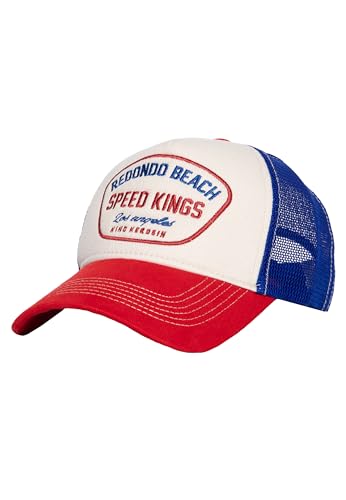 King Kerosin Herren Cap Trucker Cap Mesh Cap Biker Speed Kings Rot Weiß Blau Stickerei Stitching Retro Vintage Blockfarben Snapback Redondo Beach King Kerosin Herren Cap Trucker Cap Mesh Cap Biker Speed Kings Rot Weiß Blau Stickerei Stitching Retro Vintage Blockfarben Snapback Redondo Beach von King Kerosin