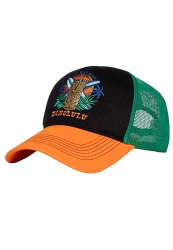 King Kerosin Herren Cap Trucker Cap Mesh Cap Honolulu Hawaii Tiki Stickerei Stitching Retro Vintage Tropical Snapback Surfer Kappe Honolulu King Kerosin Herren Cap Trucker Cap Mesh Cap Honolulu Hawaii Tiki Stickerei Stitching Retro Vintage Tropical Snapback Surfer Kappe Honolulu von King Kerosin