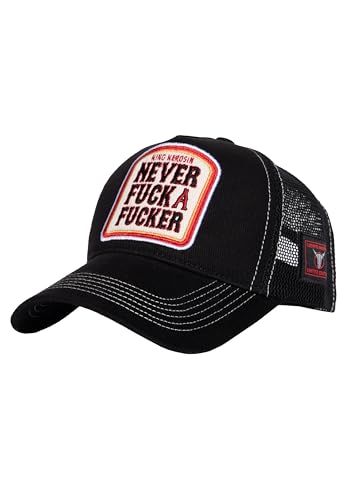 King Kerosin Herren Cap Trucker Cap Mesh Cap Lucki Maurer Ludwig Maurer Limited Edition Rocker Biker Star Koch Statement Stitching Never Fuck A Fucker von King Kerosin