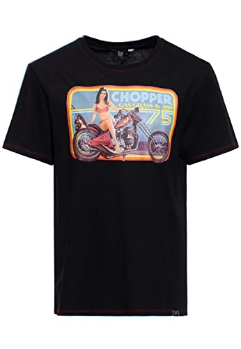 King Kerosin Herren Classic T-Shirt | Kurzarm Shirt | Basic Shirt | Regular Fit | Front-Print | Retro | Vintage | Rockabilly Chopper von King Kerosin