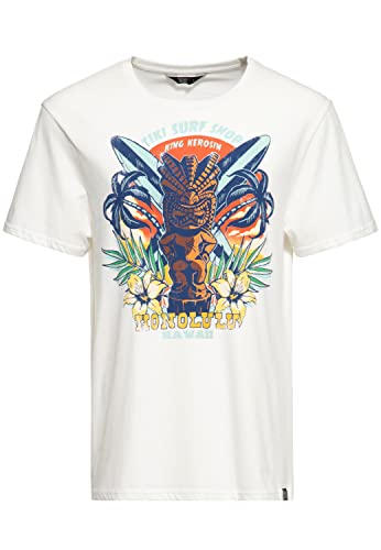 King Kerosin Herren Classic T-Shirt | Kurzarm Shirt | Basic Shirt | Regular Fit | Front-Print | Retro | Vintage | Rockabilly | Reine Baumwolle | Hawaii | Tikki | Surf Tiki Surf Shop von King Kerosin