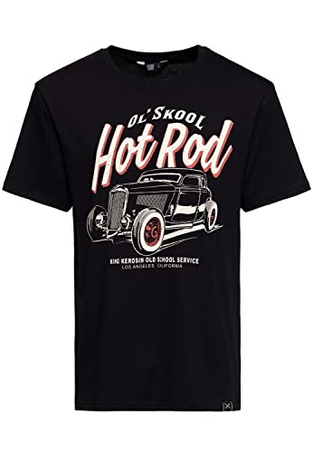 King Kerosin Herren Classic T-Shirt | Kurzarm Shirt | Basic Shirt | Regular Fit | Front-Print | Retro | Vintage | Rockabilly | Reine Baumwolle | Muscle Car | Old School Ol' Skool von King Kerosin