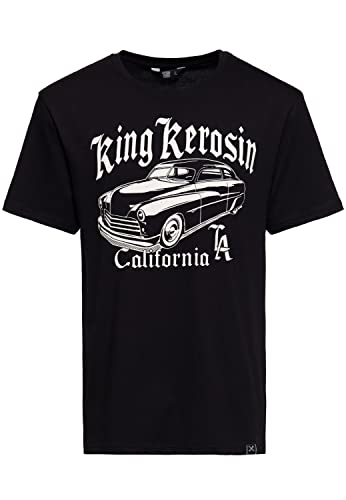 King Kerosin Herren Classic T-Shirt | Kurzarm Shirt | Regular Fit | Front-Print | Retro | Vintage | Rockabilly | Reine Baumwolle California Greaser von King Kerosin