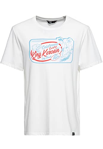 King Kerosin Herren Classic T-Shirt Kurzarm Shirt Regular Fit Front-Print Retro Vintage Rockabilly Reine Baumwolle California Surfin von King Kerosin