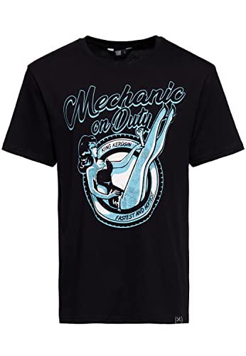 King Kerosin Herren Classic T-Shirt | Regular Fit | Front Print | Pin-Up | Vinatge | Screwdriver | Rockabilly | Reine Baumwolle Mechanic On Duty von King Kerosin