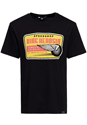 King Kerosin Herren Classic T-Shirt | Regular Fit | Kurzarm Shirt | Basic Shirt | Front-Print | Retro | Rockabilly | Reine Baumwolle | Vintage Speedshop von King Kerosin