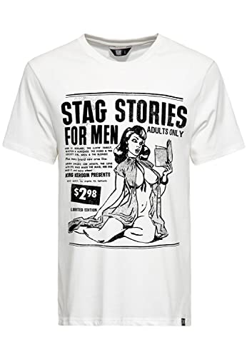 King Kerosin Herren Classic T-Shirt | Regular Fit | Pin Up Print | Reine Baumwolle Stag Stories von King Kerosin