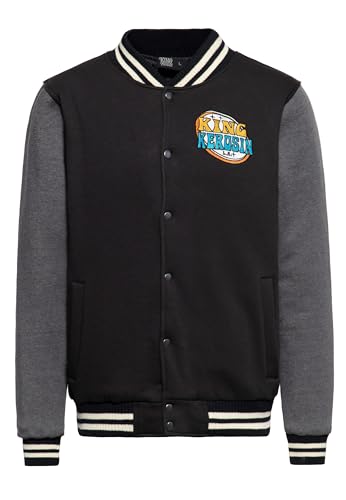 King Kerosin Herren College Jacke Sweatjacke Baseballjacke Innenfutter Vintage Retro Rock 'N' Roll Rockabilly 50S Comic Art Patch Oldtimer Muscle Street Fire von King Kerosin